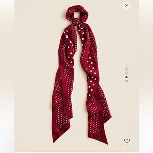 J. Crew Burgundy Scarf with White Polka Dots